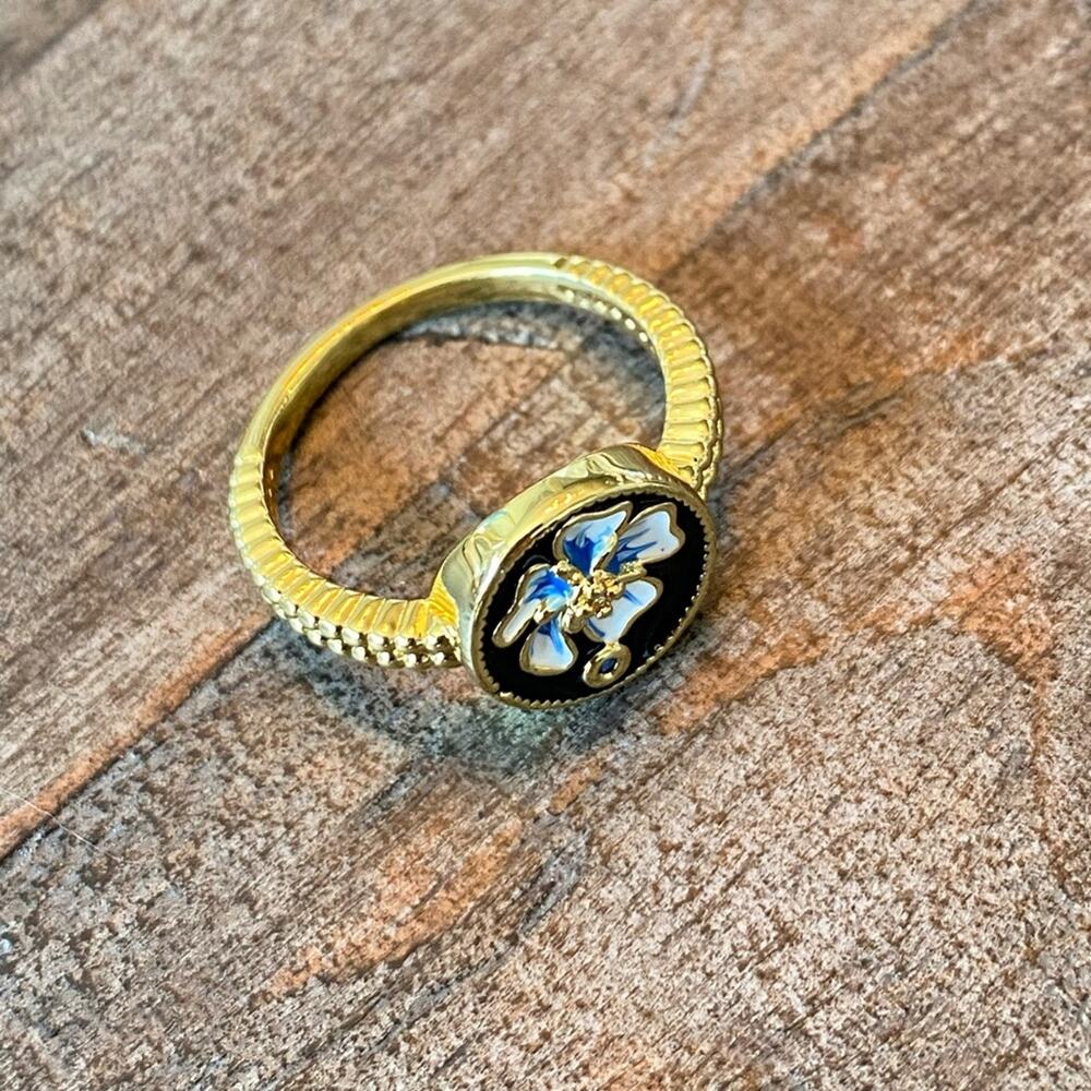 New Blue Floral Statement Ring - image 8